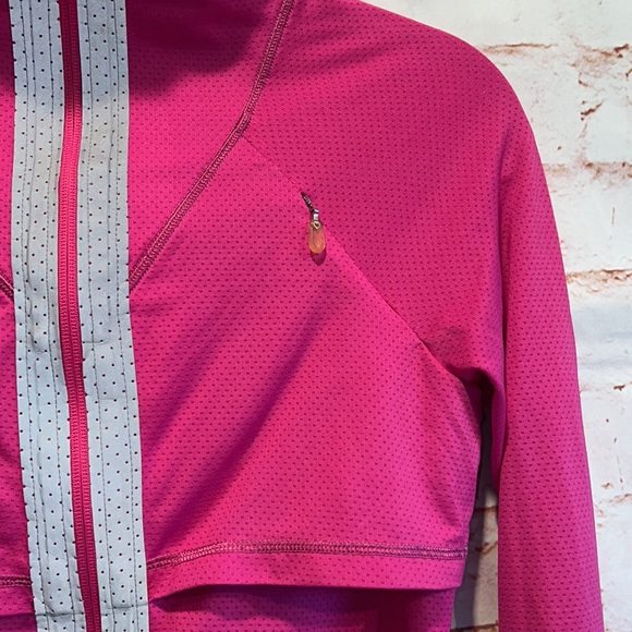 Roxy Pullover reflective tabs thumbholes pink half zip collared lightweight S - Picture 3 of 11